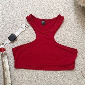 SHEIN Bold Red Sleeveless Crop Top